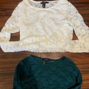 🔥Long sleeve lace crop top with see through back